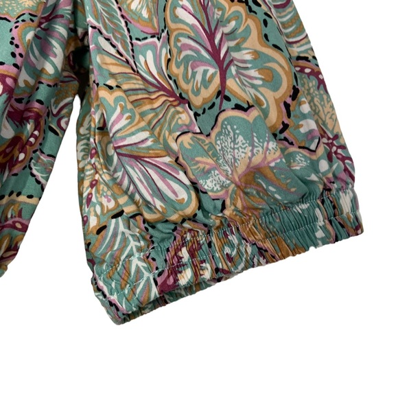 Melloday Womens Floral tropical Print Tiered Maxi Dress Sz Medium Green Ruffle - Picture 10 of 12